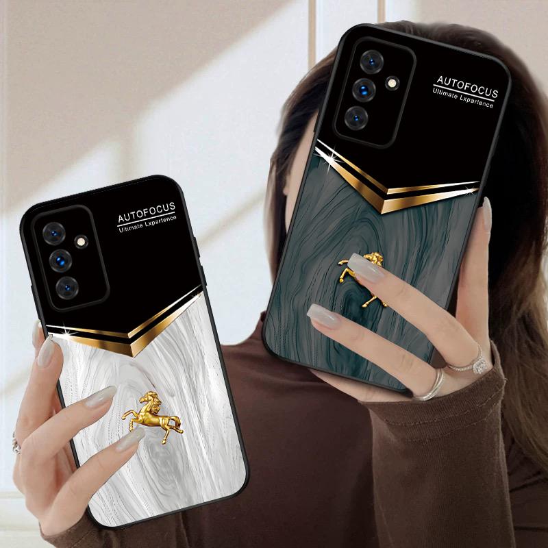 Золотая Лошадиная Голова Для Samsung S20FE S 21 22 23 FE 24 Plus 25 Ultra Galaxy M23 32 34 35 52 53 54 55 5G силиконовый мягкий чехол для телефона