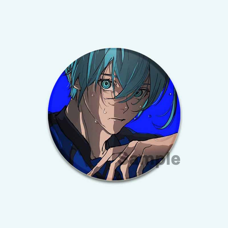 32/44/58 мм синяя брошь с HD-принтом, значок в виде аниме-фигурки из мультфильма Hyoma Chigirl Seishiro Nagi, круглые броши-булавки на лацкан, ювелирные изделия в подарок