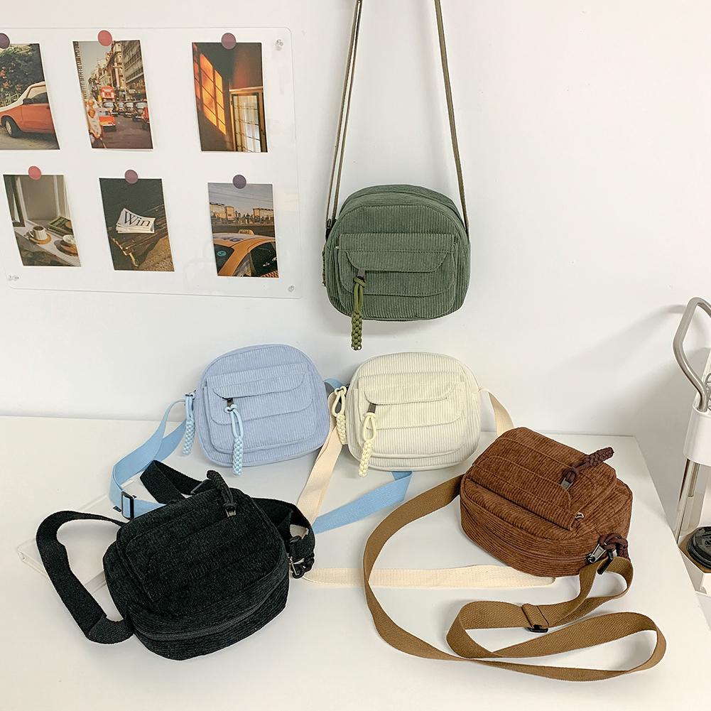 Women Corduroy Crossbody Bag Casual Multi Layer Shoulder Bag Versatile Messenger Bag Satchel Hobo Bag Travel Holiday Purse