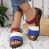 Fashion Mix Color PU Leather Wedge Sandals for Women 2025 Summer Comfort Non Slip Beach Slides Woman Fashion Buckle Platform Slippers 43