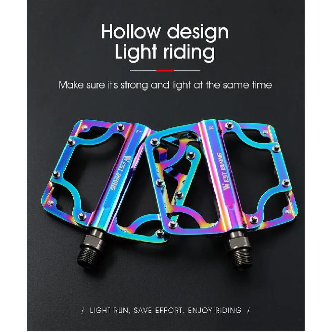 WEST BIKING Bicycle Pedals 3 Bearings CNC Ultralight MTB Road Bike Part Colorful Anti-slip Flat BMX Pedals Cycling Accessories