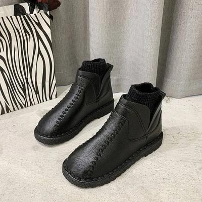 Женские зимние сапоги, черные носки, рабочие, с круглым носком, женские туфли, эластичные, удобные, распродажа, Y2k 39, по акции, стильные, трендовые, из искусственной кожи, 2024, популярные