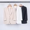 Весенний новый женский костюм на одну пуговицу абрикосово-белый модный тонкий пиджак черный и белый пиджак