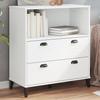 VidaXL Bookcase, Book Cabinet with Drawers and Compartment, Living Room Bedroom Storage Furniture, Industrial, White Wood 374944