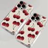 Чехол для телефона Red Cherry на весь экран для iPhone 16 15 14 13 12 11 Pro Max 7 8 Plus XR XS Max Прозрачная задняя крышка с защитой от ударов