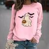 Европейский и американский Хэллоуин Повседневный пуловер с длинным рукавом и круглым вырезом, свитер с мультяшным принтом привидения