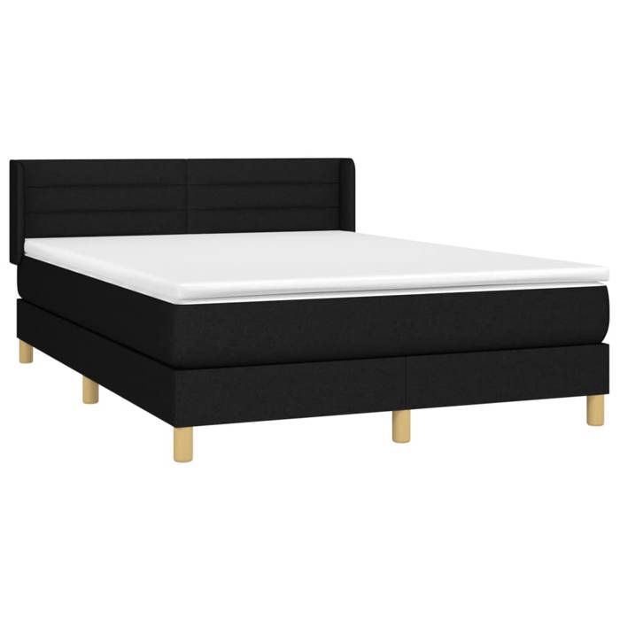 3130355 vidaXL Divan Bed with Mattress Black 140x200 Cm Fabric