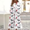 Women's Casual Round Neck Halloween Printed Midi Dress Long Sleeve Pocket Dresses