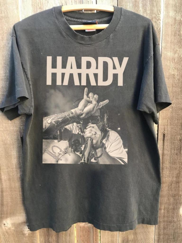 Ретро-футболка Hardy Music Tour Бохо-стиль Тема кантри-музыки Крупный принт 100% хлопок Парный уличный топ