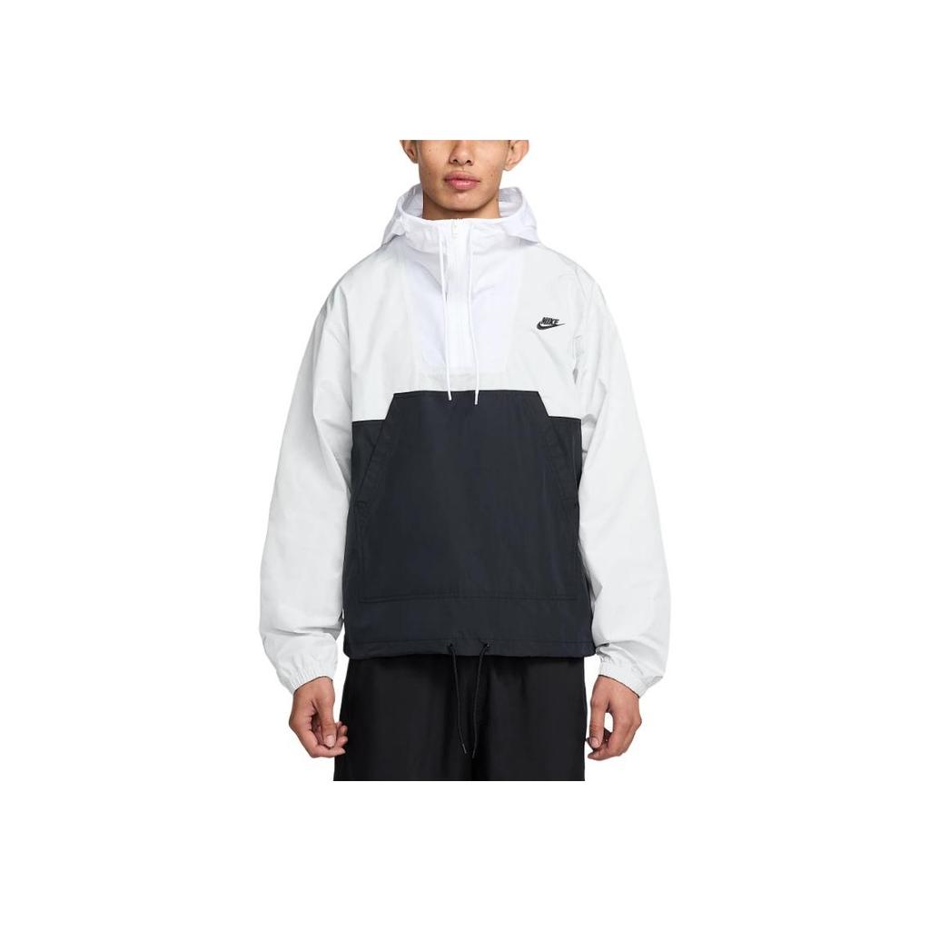 Nike Clubsportswear Marina Hooded Comfortable Fashion Long Sleeve Jacket Men Jacket Photon-Dust Black White HJ1958-025