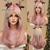Синтетический средний длинный прямой парик с омбре розовым блондом для женщин, парики для косплея на Хэллоуин, термостойкие накладные волосы