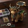 Artistic Home Decor Craft Highland Cow Bead Kit, Mythical DIY Tiny Complete Crafting Set 3D Beaded Animal, Art Project for Adults Teens Handmade Gift