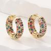 Роскошные серьги-кольца для женщин, инкрустированные разноцветными цирконами, золотого цвета. Помолвочные, свадебные серьги. Женские украшения