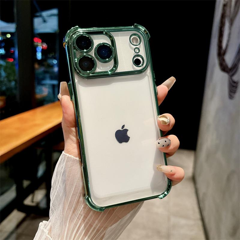Роскошные Прозрачные Ударопрочные Чехлы с Покрытием для Apple iPhone 17 Air 16 15 14 Plus 13 12 11 Pro Max X XR XS Max Мягкая Крышка