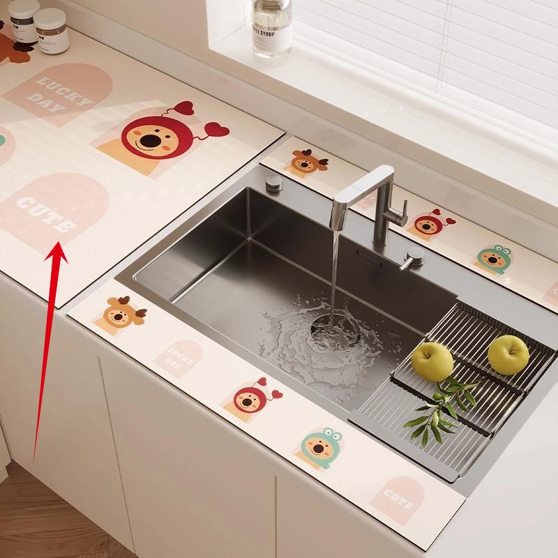 3 шт. Кухонный смеситель Диатомовая земля Пробка для воды Коврик для слива Впитывающий коврик для столешницы в ванной Длинная узкая подставка-костер