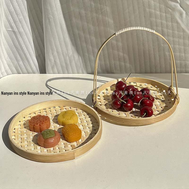 Маленькая бамбуковая корзинка для закусок - Посуда для картофеля фри и жареных блюд, Ручная тарелка для выпечки и Декоративное плетение.