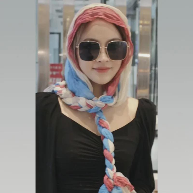 Hand-Woven Braided Headscarf for Girls - Fashionable Autumn/Winter Neck Collar & Headband