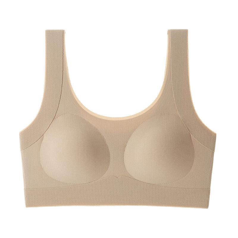Adolescent girl fixed cup underwear seamless comfortable breathable junior high school students high school students anti-light sports small vest