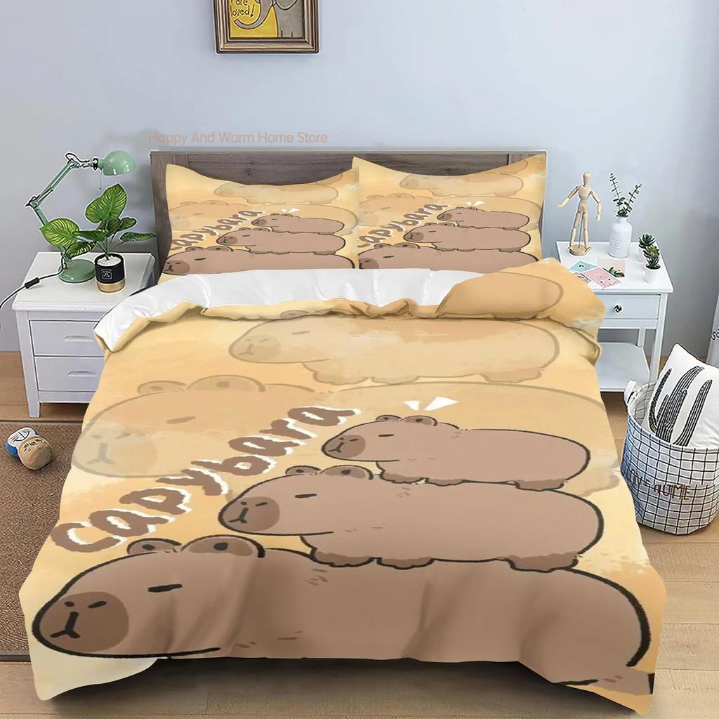 Capybaras Duvet Cover Anime Bedding Pillowcase Printed General Boys And Adult Collection Queen Size Reactive Printing Quilt