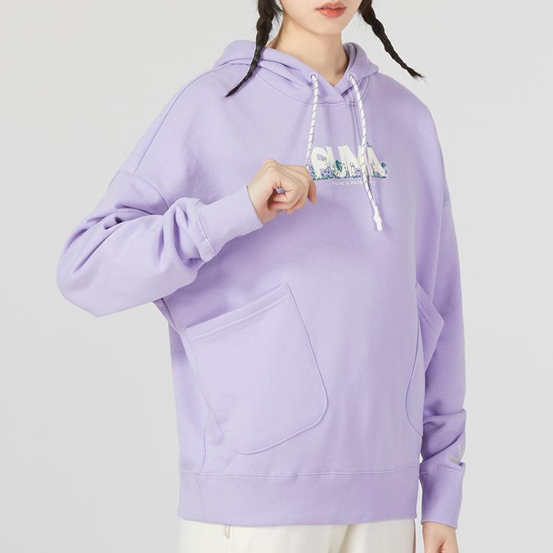 Puma Повседневная толстовка с капюшоном с буквенным принтом, женская толстовка с капюшоном, фиолетовая 539960-70