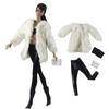White Fur Winter Coat Fashion Doll Clothes For Barbie Doll Outfits Parka Top Bra Legging Purse 1/6 Doll Accessories Toys