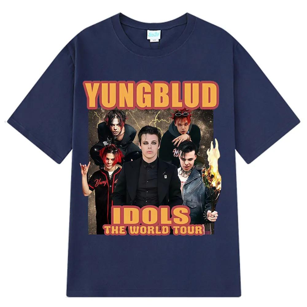 Рэпер Yungblud IDOLS Мировой тур 90-х Винтажная графическая футболка Унисекс Хип-Хоп Короткий рукав Повседневная Хлопок Женская и Мужская Футболка