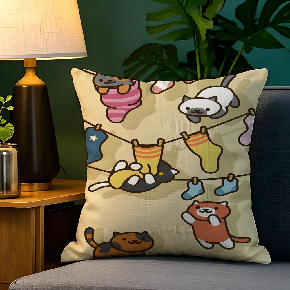 Cute cartoon animal girl decor  Pillow Case Natural Linen Pillow Case DoubleSided Decor Sofa Pillowcase Home Decor