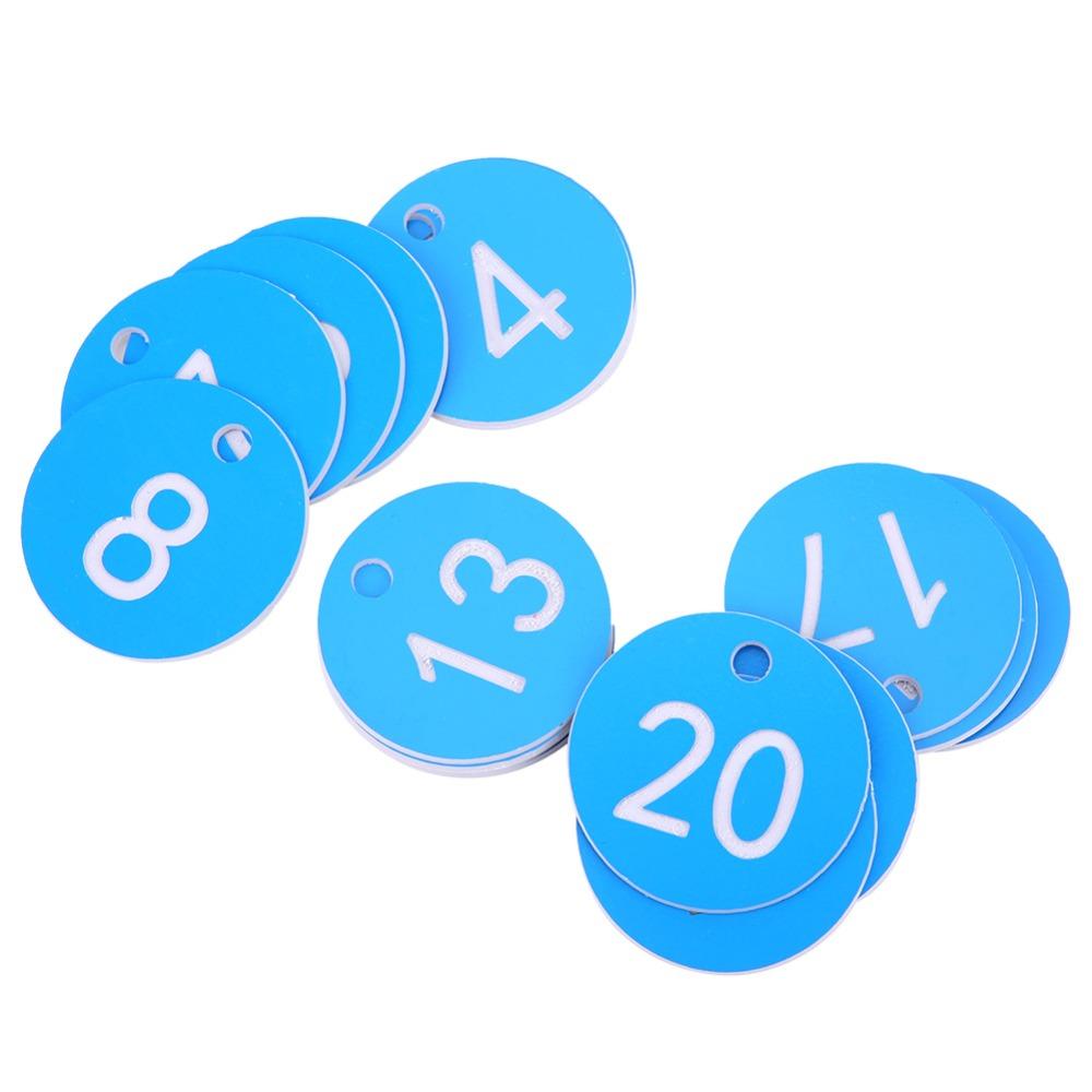 20Pcs ABS Numbered Tag Labels Blue Hanging Identification Tags Farm Livestock Tags Beekeeping