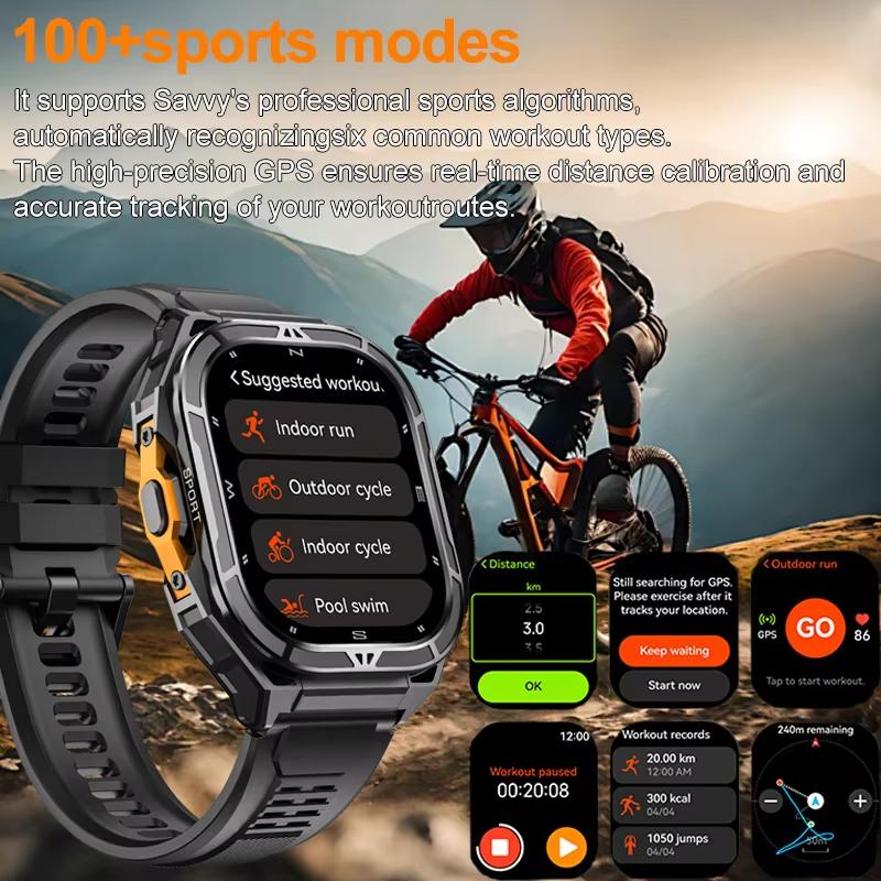 2026 Новые двухчастотные GPS-смарт-часы для мужчин, 1,96-дюймовый HD AMOLED-экран, компас, Bluetooth-звонки, 5ATM водонепроницаемые, спортивные смарт-часы