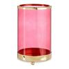 Bougeoir - Cylindre - Métal Et Verre - Rose Doré - 12,2 X 19,5 X 12,2 Cm