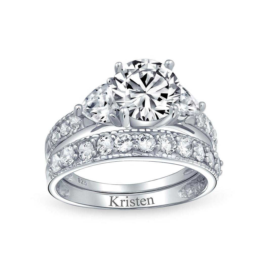 3CT круглый солитер бриллиантовая огранка в форме сердца AAA CZ Pave обручальное кольцо обручальные кольца из стерлингового серебра для женщин