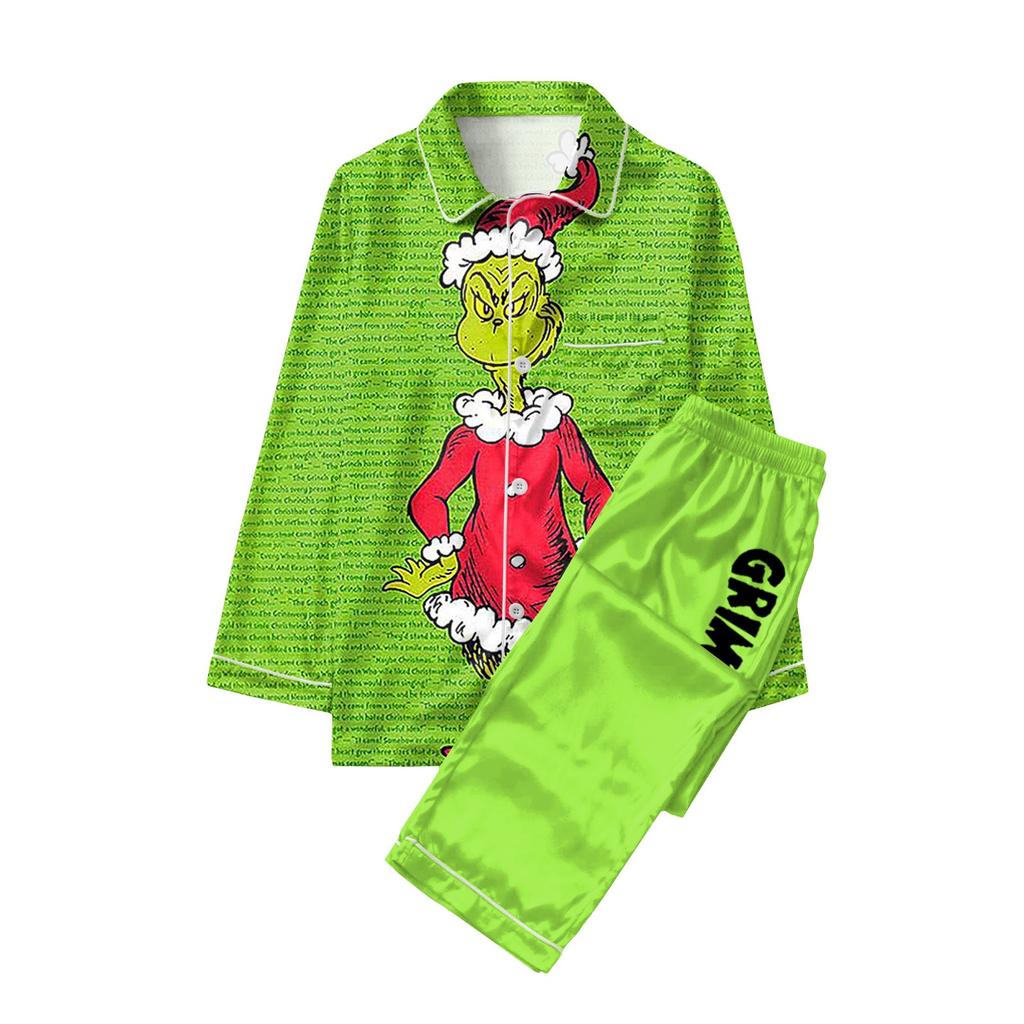 Christmas Print Cute Family Set Pajamas, Home Clothes, Family Set Long Sleeve Top Pants Set