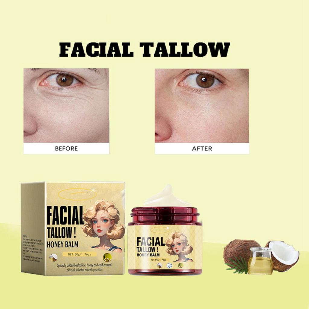 Tallow Moisturizer, Tallow Honey Moisturizer, Moisturizer, Skin Rejuvenation Moisturizer, Soothing Emollient Shea Butter, Free, 50g