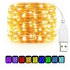 Usb Led Chiroqlar Mis Kumush Simdan Gulchambar Chiroq Suv o'tkazmaydigan Led Fairy Lights Rojdestvo To'yi Ochiq Havoda Dekoratsiya Uchun