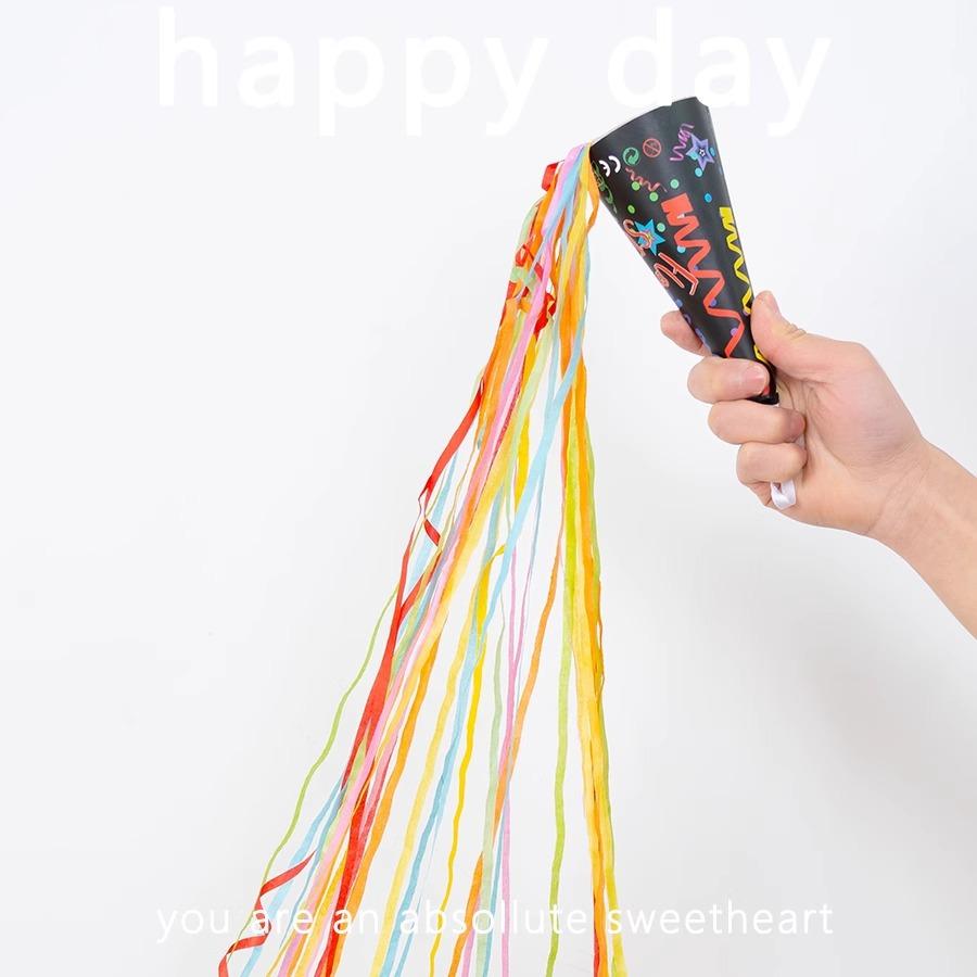 Мороженое Ленточный фейерверк, брошенный вручную Фейерверк Трубчатый фейерверк Красочные украшения для вечеринки по случаю дня рождения Фото Атмосфера Реквизит