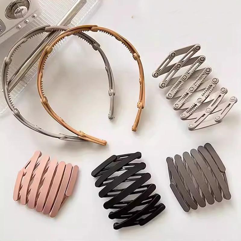 2 шт., удобная складная однотонная пластиковая повязка для волос для женщин и девочек, дорожная эластичная повязка на голову, повязка на голову, новинка, аксессуары для волос