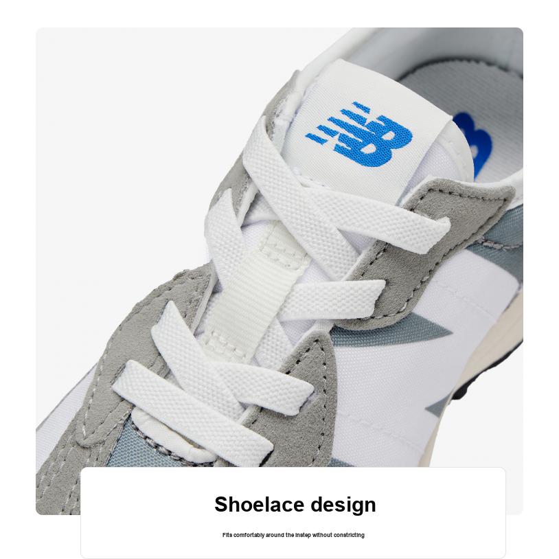New Balance Kids 327 Bungee Lace Retro Casual Sneakers Cement Grey/White PH327LAB