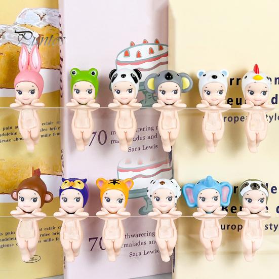 12 шт., держащая подбородок ангела, кукла, фрукт, головной убор, животное, фигурка ангела, ПВХ, мультяшная фигурка ангела, книжная полка, настольное украшение, орнамент