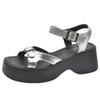Enhanced Platform 2025 Summer New Soft Leather Heightened Sandals Women's Platform Muffin Wedge Heel Fashion Versatile Shoes