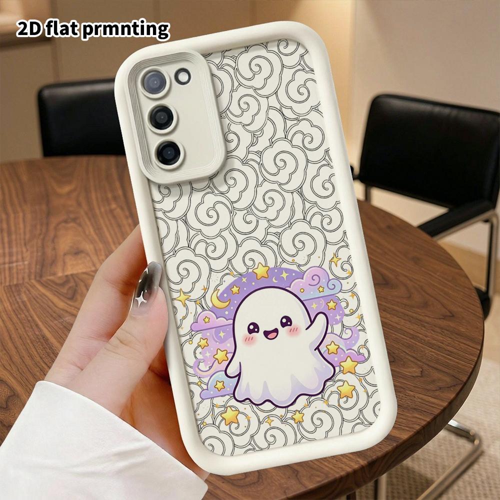 Phone case: 2D flat Samsung Galaxy A34 A35 M05 M06 S20 S22 S21 FE Plus 5G case, little white ghost, Christmas and Halloween gift