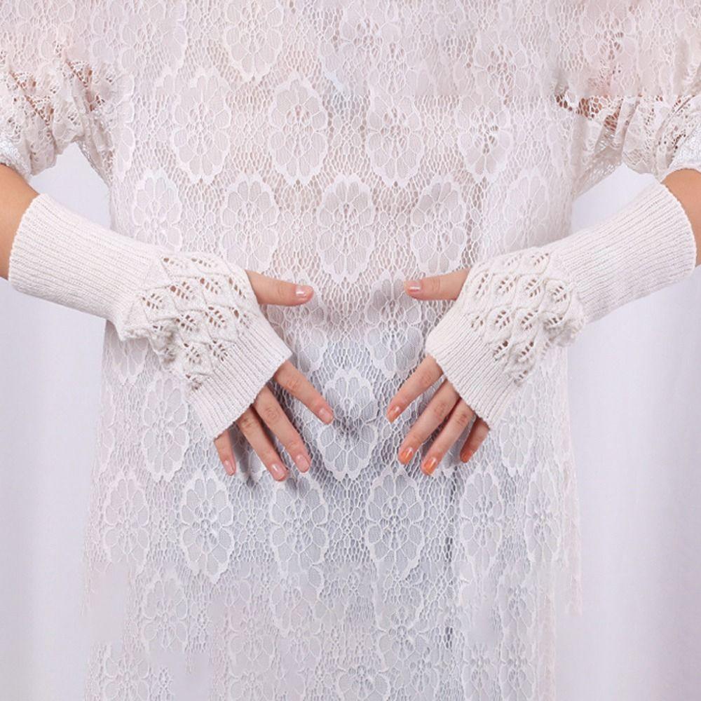 Экран Вождение Зима Анти-УФ Велосипедные Трикотажные Перчатки Полупальцевые Перчатки Без Пальцев Женские Варежки