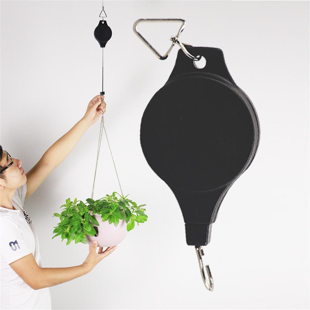 Plant Hanger, Retractable Pulleys, Max Load Capacity 22 LB Adjustable Hanging Flower Basket Hooks, Hanger For Garden Baskets Pots And Birds Feeder