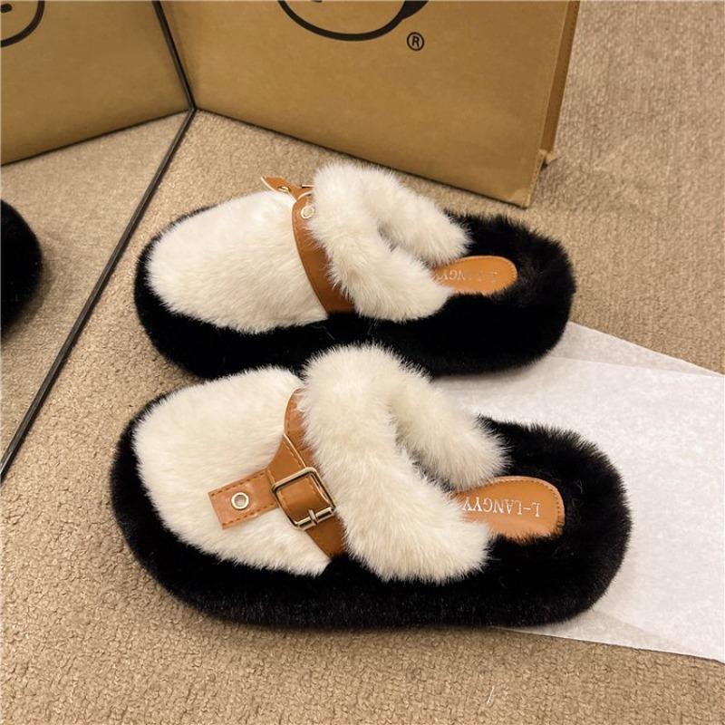 Осень и зима новая сумка голова плюшевые тапочки модная сумка голова тапочки на одном педале женские домашние тапочки