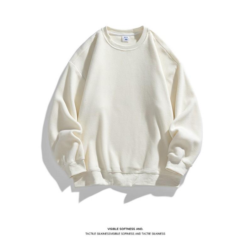 Unisex Oversized Fleece Pullover Sweatshirt Solid Color Round Neck Casual Long Sleeve