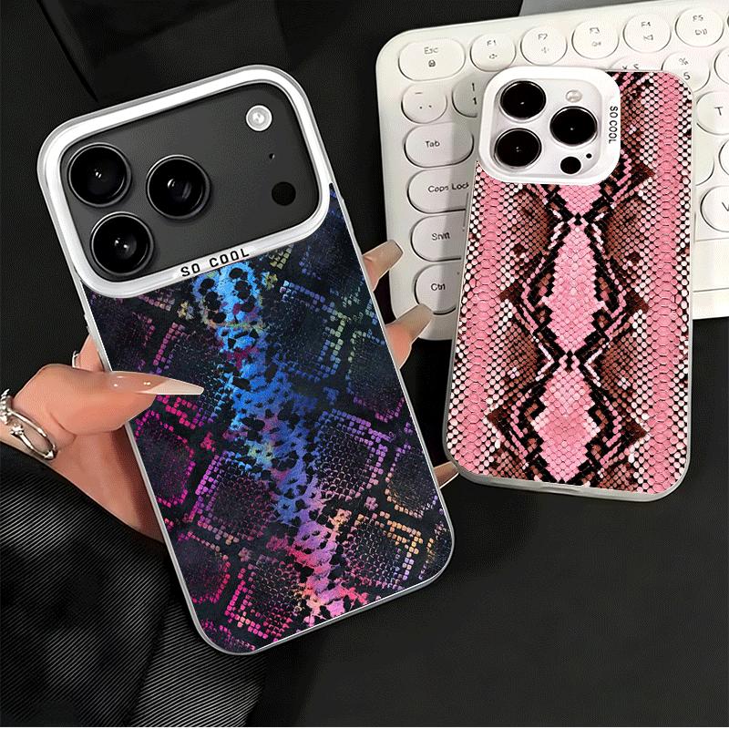 Модный противоударный чехол для телефона с узором под змеиную кожу для iPhone 17 Air 16 16E 15 Pro Max 14 Plus 13 Mini 12 Задняя крышка Защита от падения Веселый