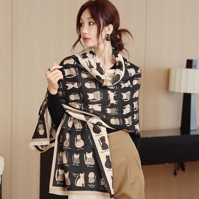 Korean Version Imitation Cashmere Scarf for Women In Winter, Fashionable and Thick Warm Windproof Shawl