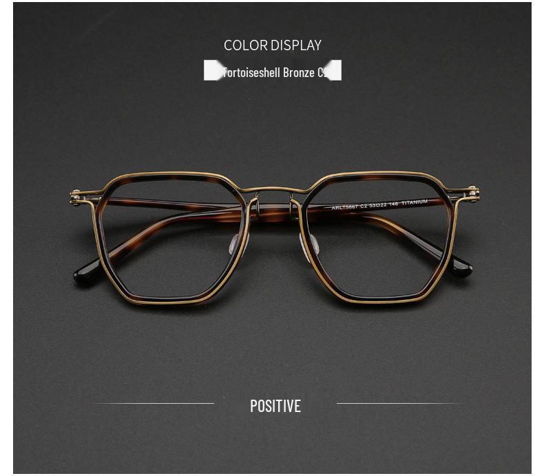 Мужская ретро оправа для очков из чистого титана 160 мм для широких лиц - Совместима с рецептурными линзами