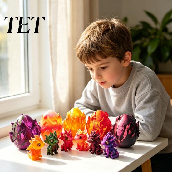Милая Модель Животного 3D Печатный Дракон с Яйцом, Разноцветная Градиентная Фигурка Малыша, Фигурка-Украшение Коллекционная Маленькая Игрушка для Детей, Подарки на Вечеринку,