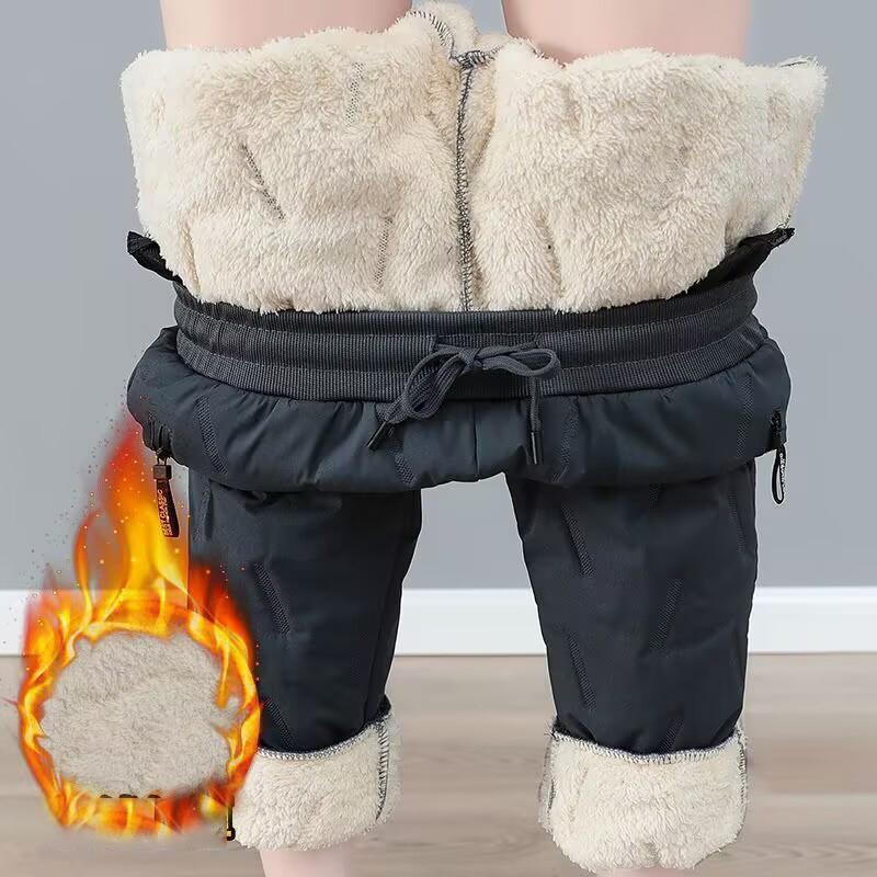 Зимние женские брюки больших размеров с подкладкой, утолщенные, ветрозащитные, теплые, холодные, свободные, повседневные брюки