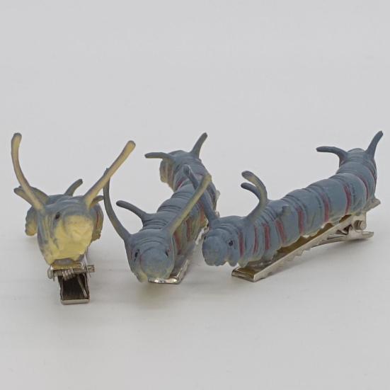 12 шт. расписанных вручную заколок для волос в виде гусеницы для женщин и девушек, дизайн животных, ручная работа, заколка из смолы, аксессуары для волос на Хэллоуин